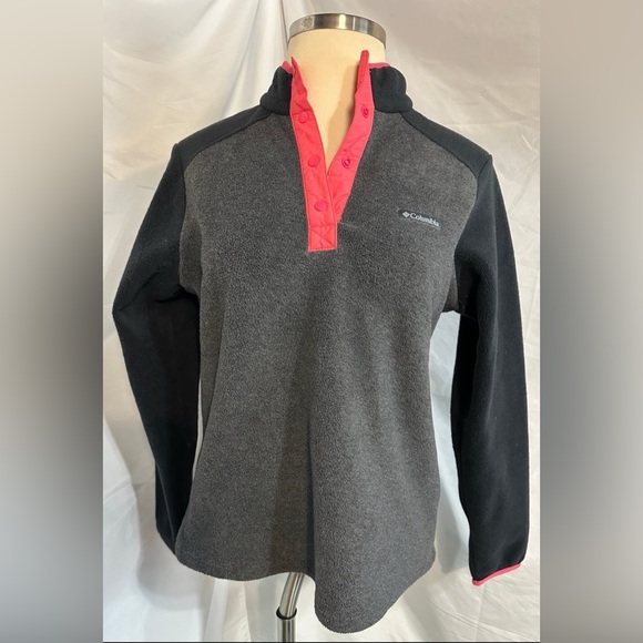 Columbia Woman’s Black, Grey and Pink Fleece Pullover - Picture 1 of 7